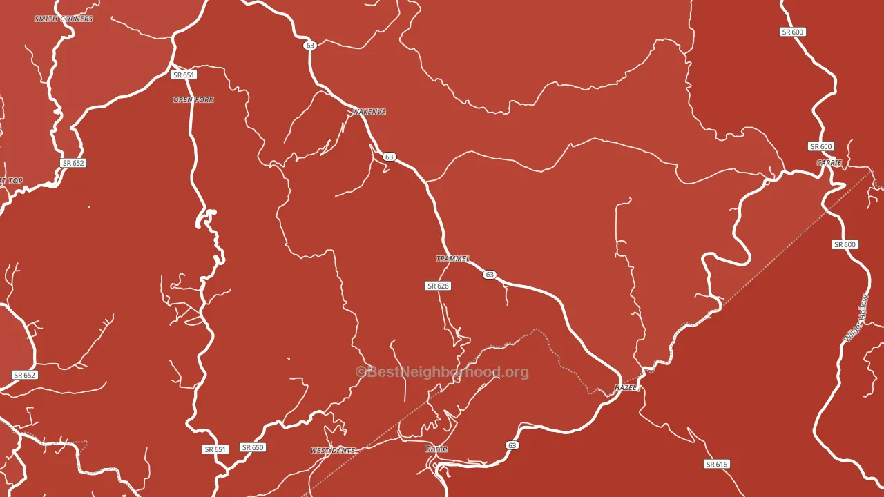 Dante, VA block-group political-lean map