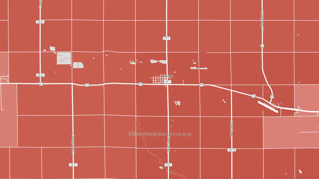Danube, MN block-group political-lean map