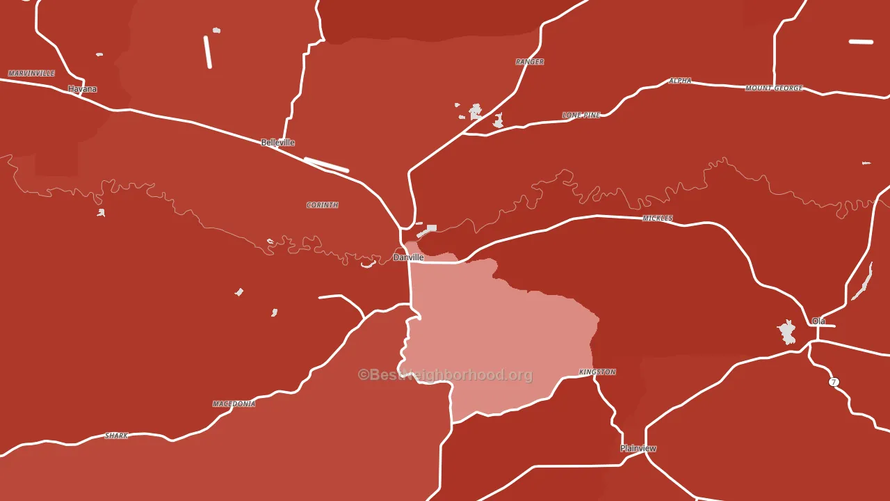 Danville, AR block-group political-lean map