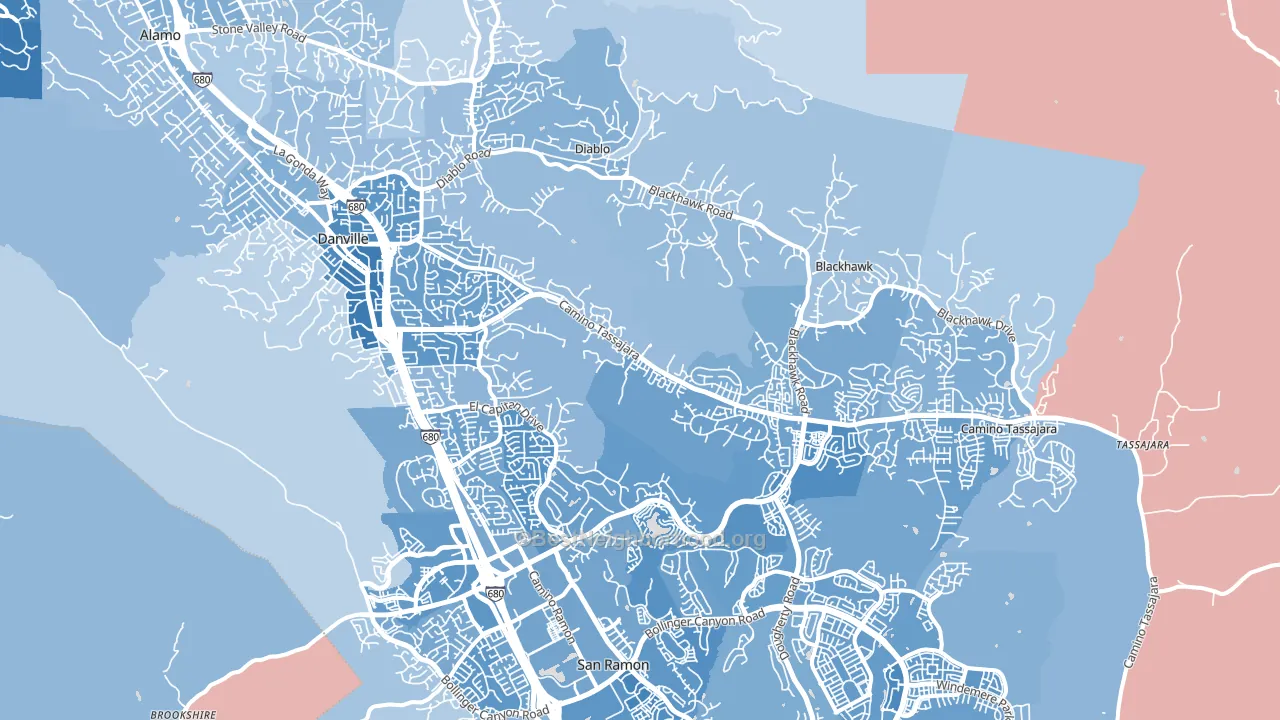 Danville, CA block-group political-lean map
