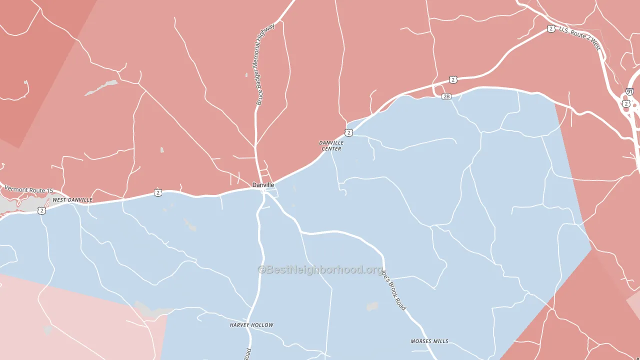 Danville Center, VT block-group political-lean map