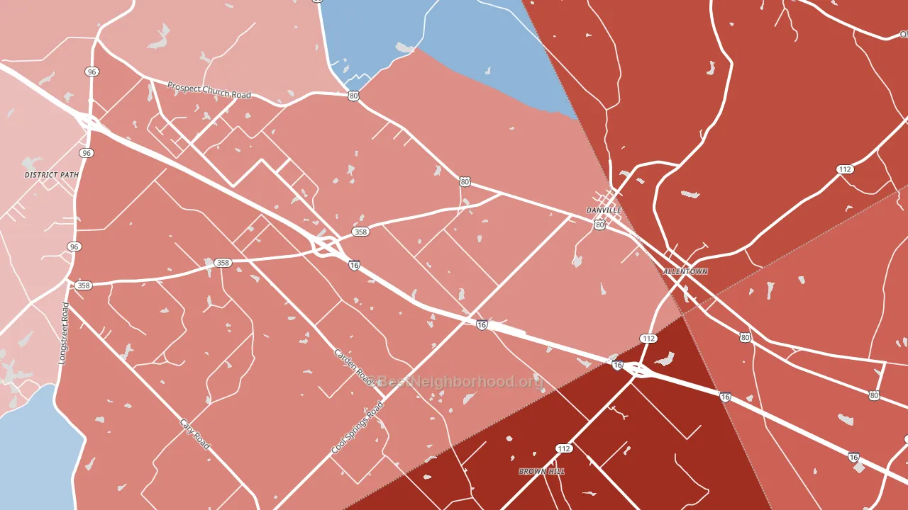 Danville, GA block-group political-lean map