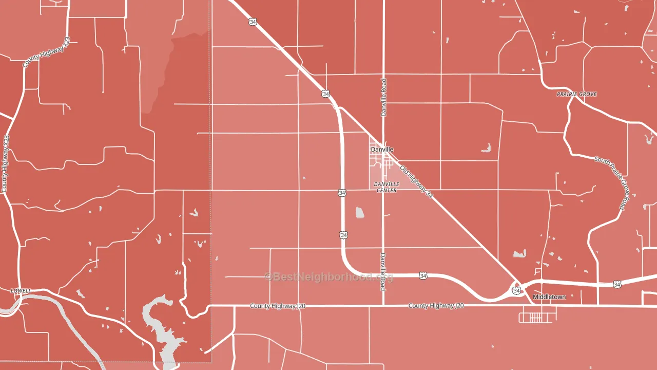 Danville, IA block-group political-lean map