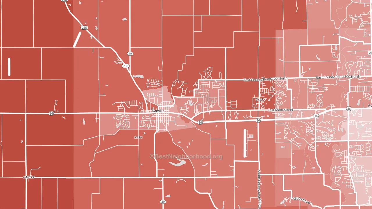 Danville, IN block-group political-lean map