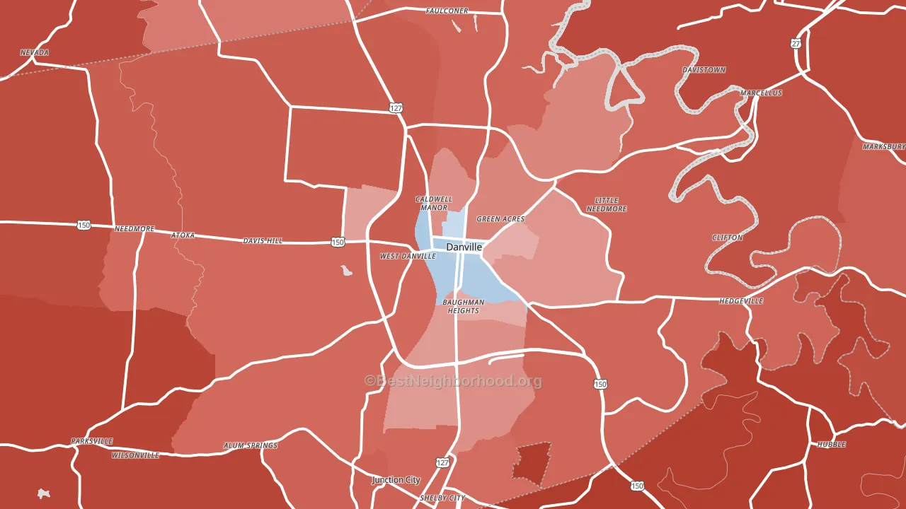 Danville, KY block-group political-lean map