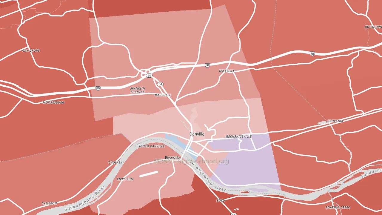 Danville, PA block-group political-lean map