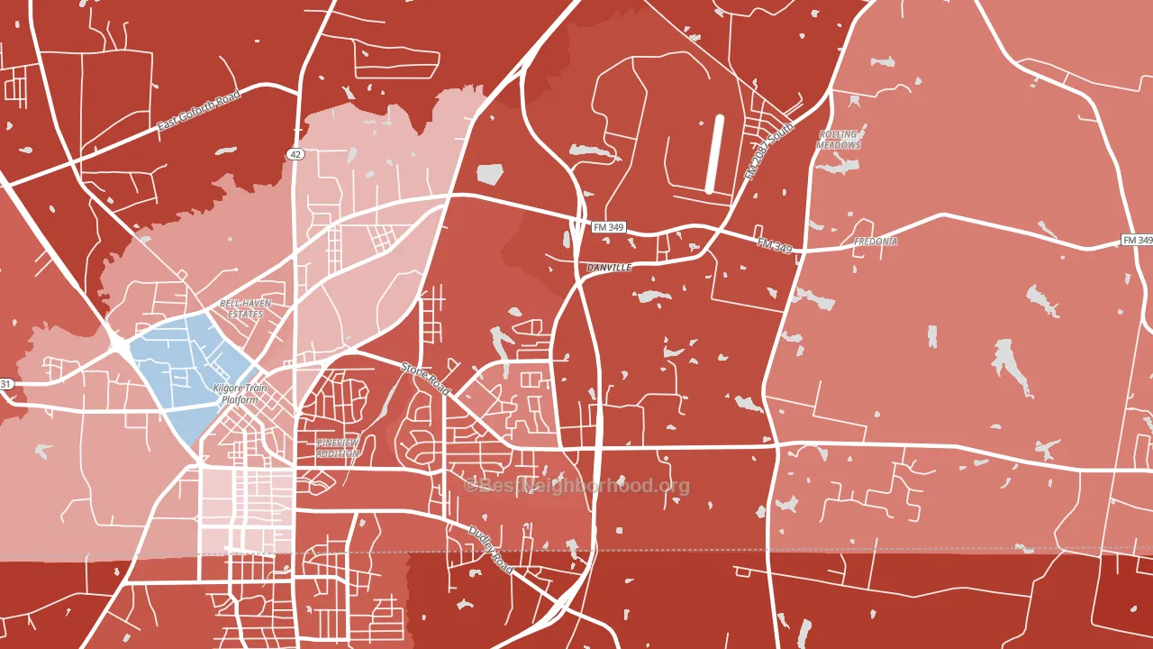 Danville, TX block-group political-lean map