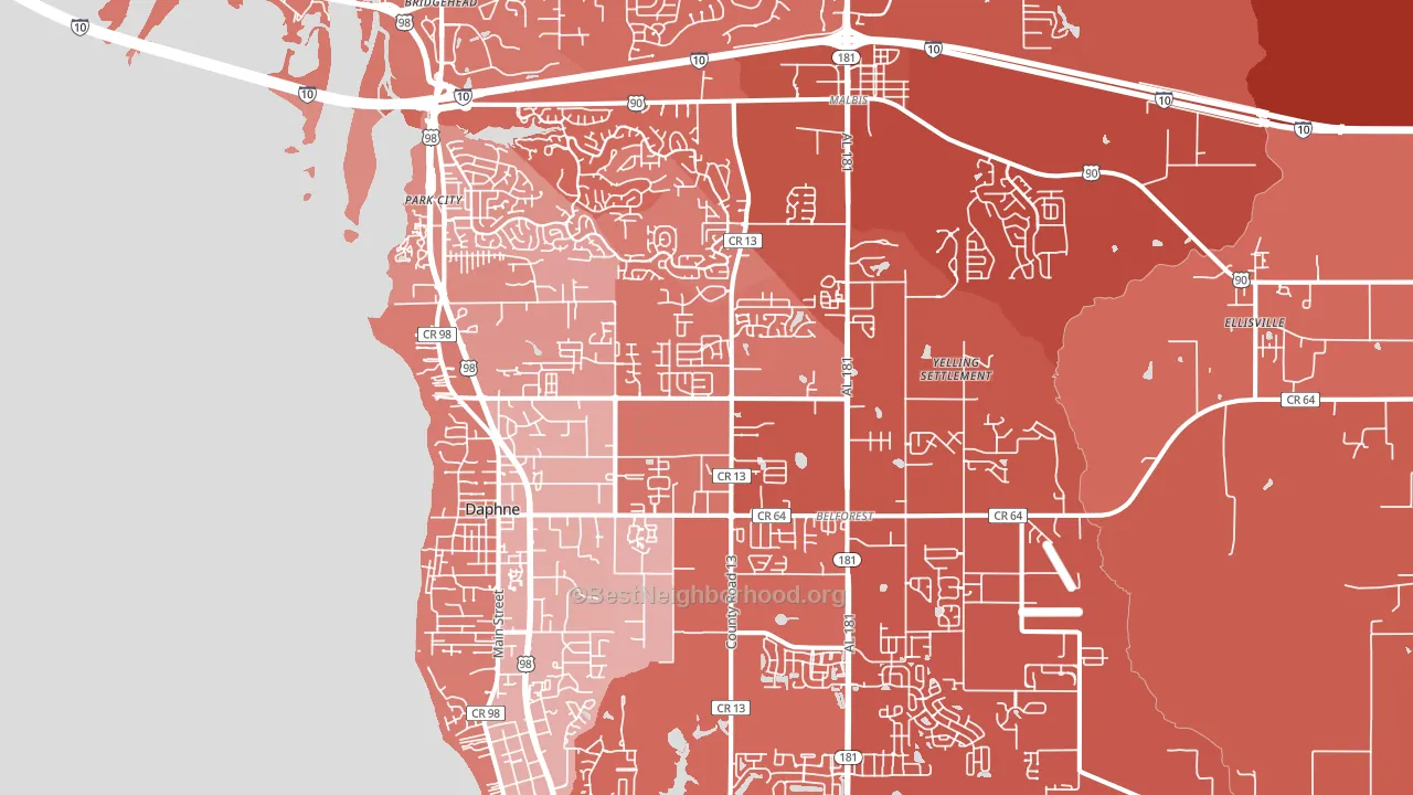 Daphne, AL block-group political-lean map