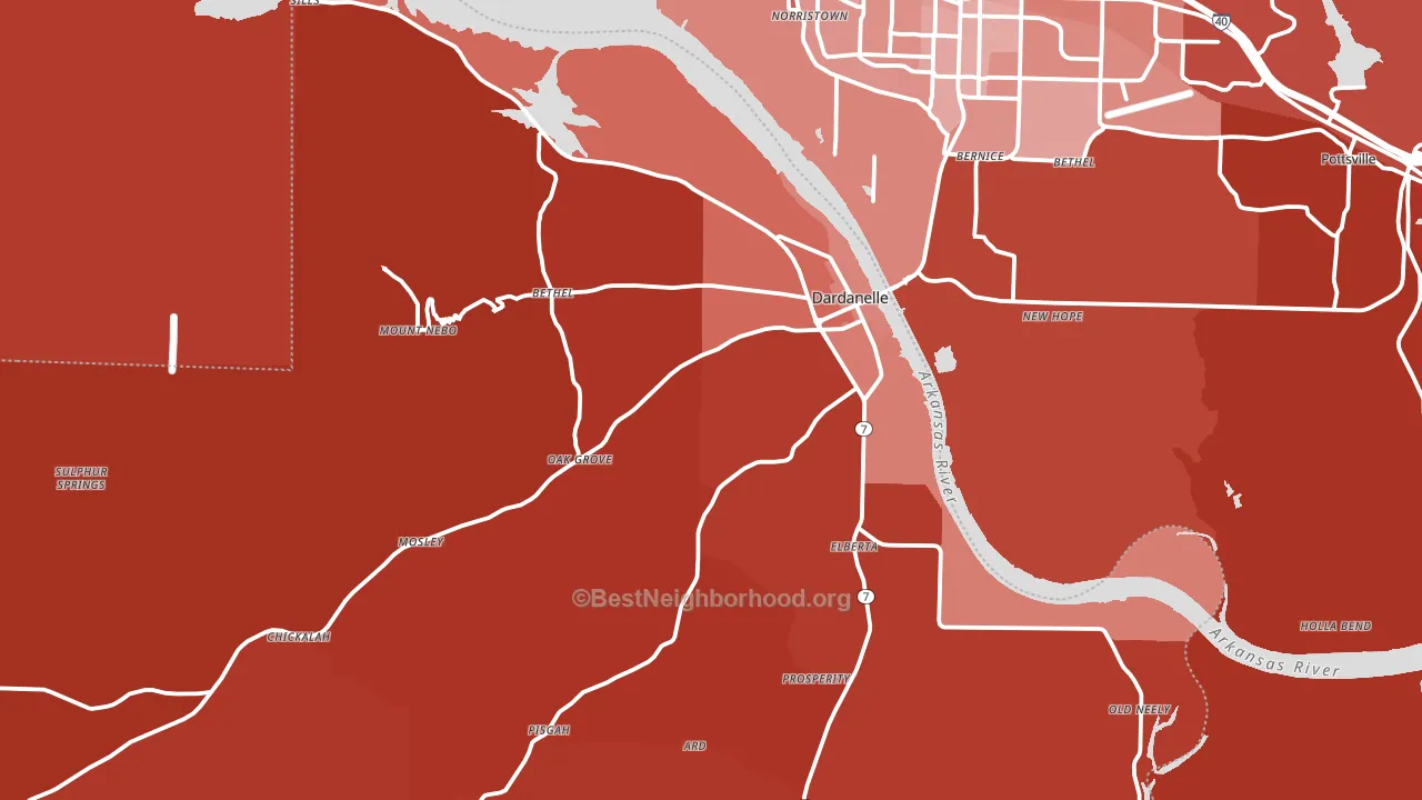 Dardanelle, AR block-group political-lean map