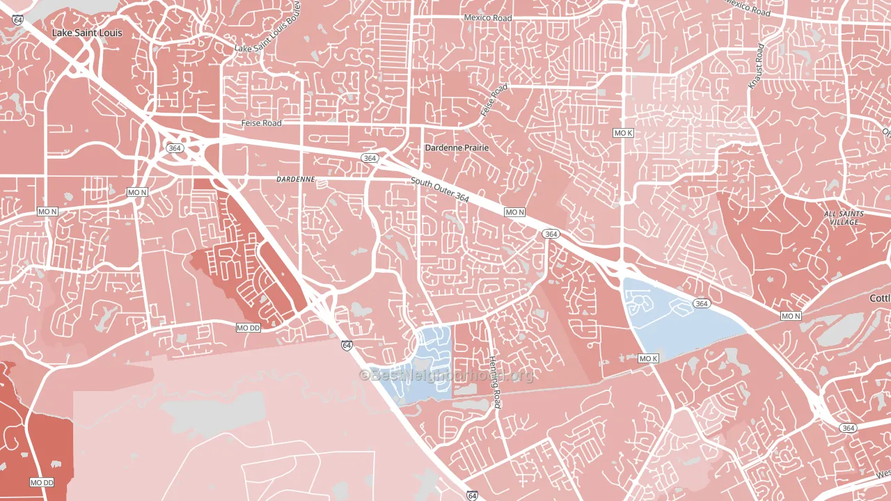 Dardenne Prairie, MO block-group political-lean map