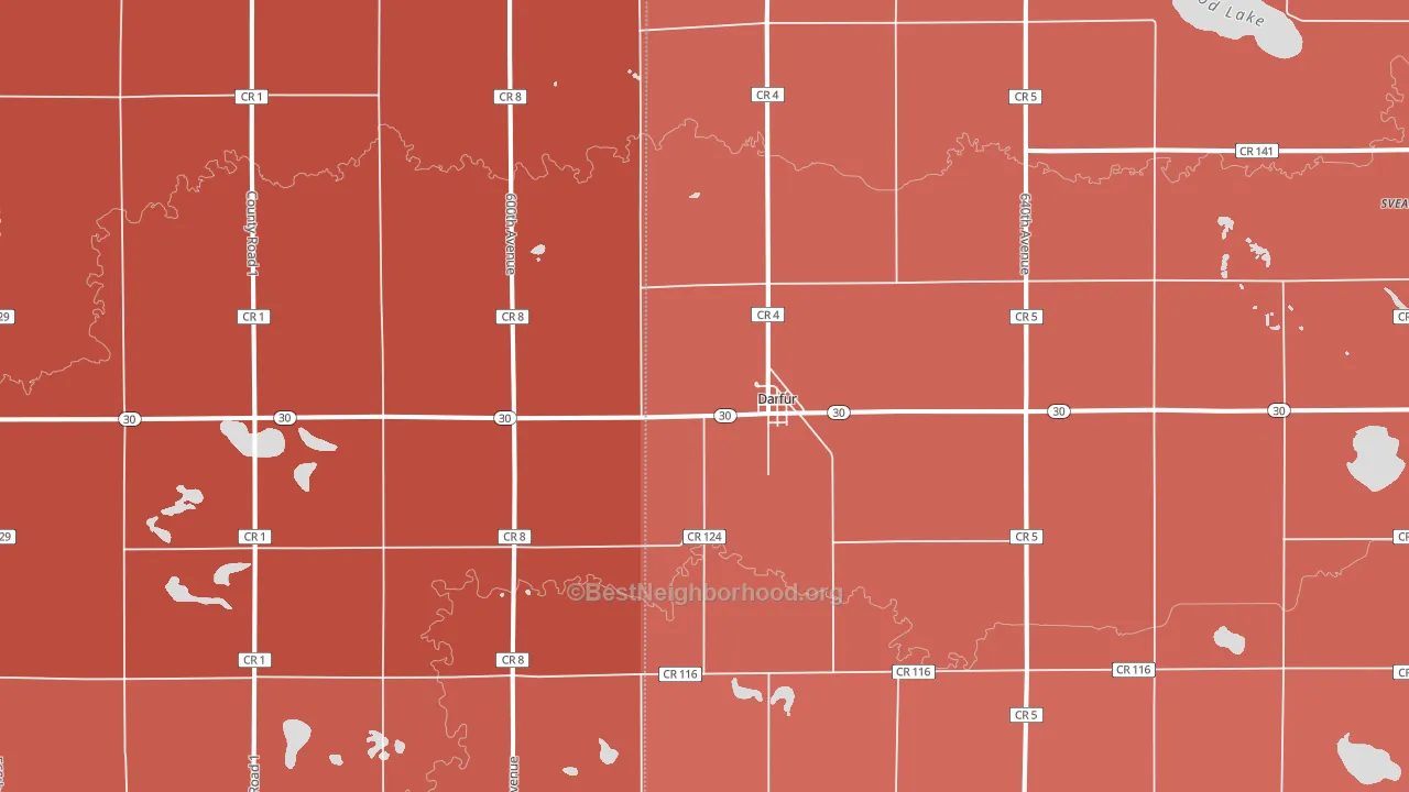 Darfur, MN block-group political-lean map