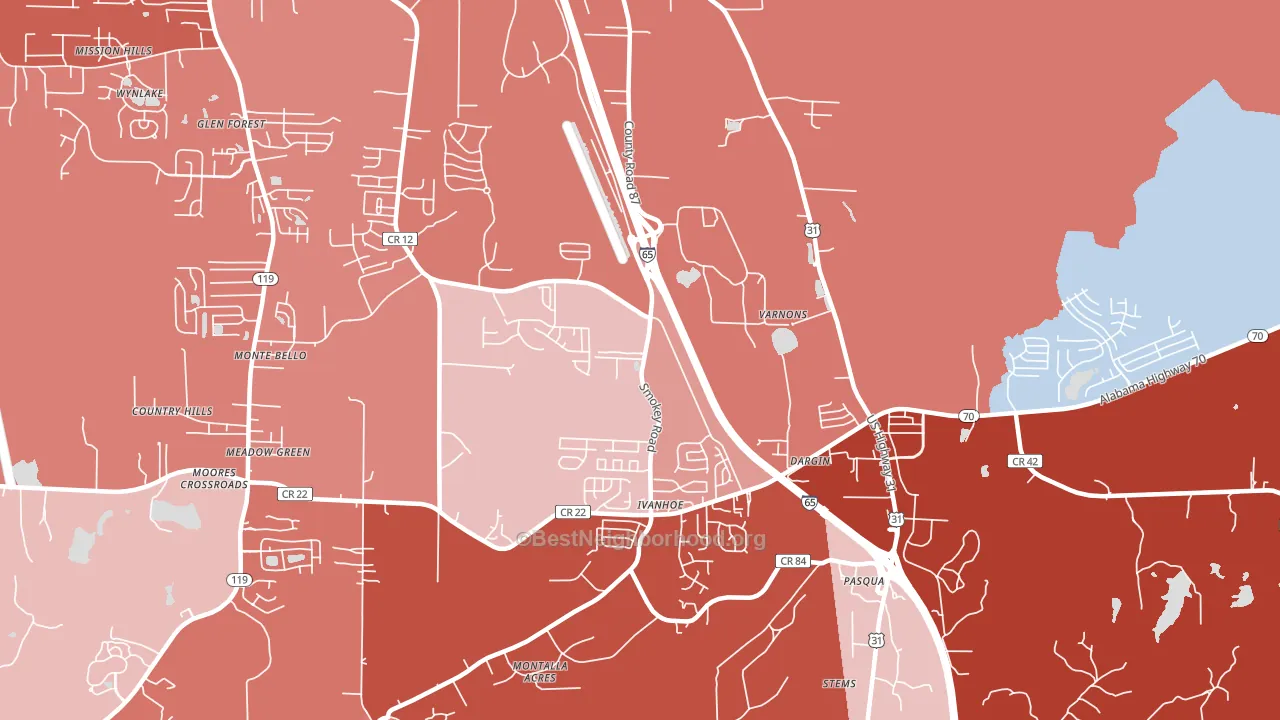 Dargin, AL block-group political-lean map