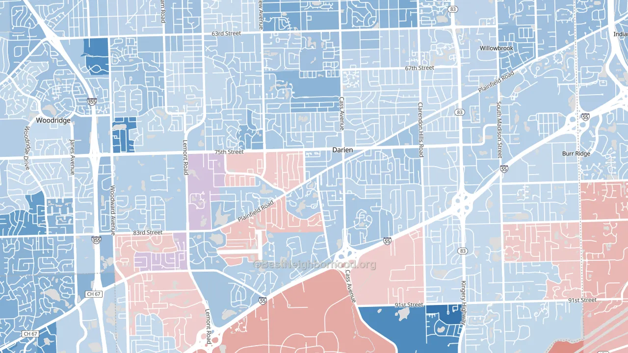 Darien, IL block-group political-lean map
