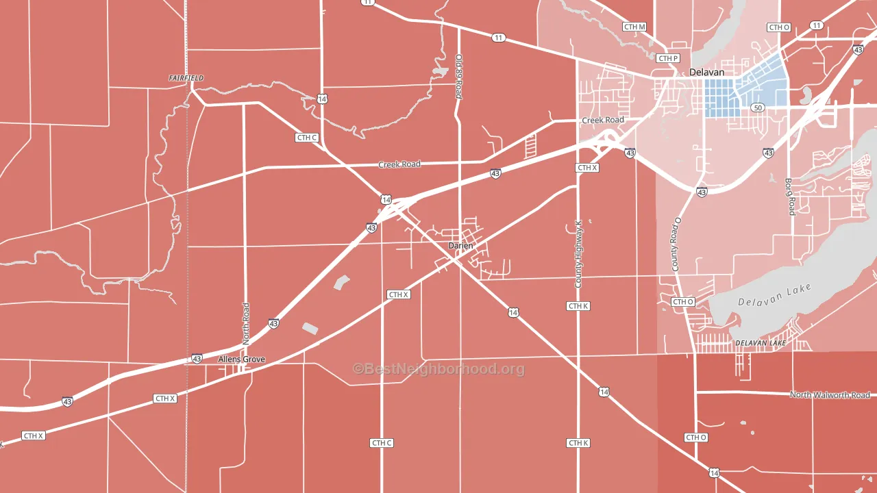 Darien, WI block-group political-lean map