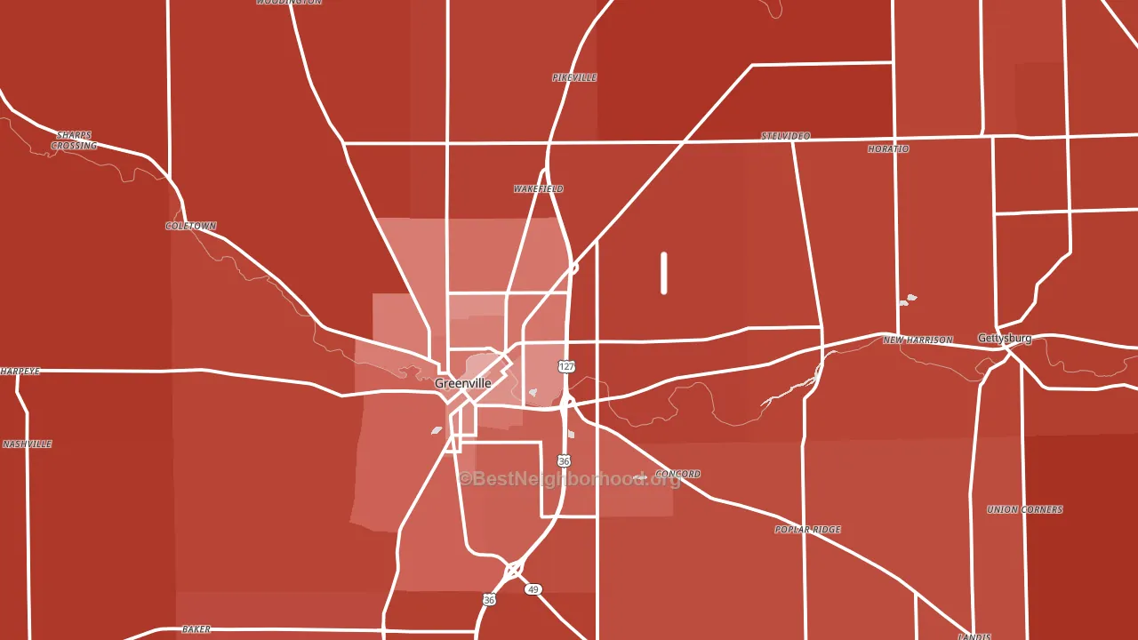 Darke County, OH block-group political-lean map