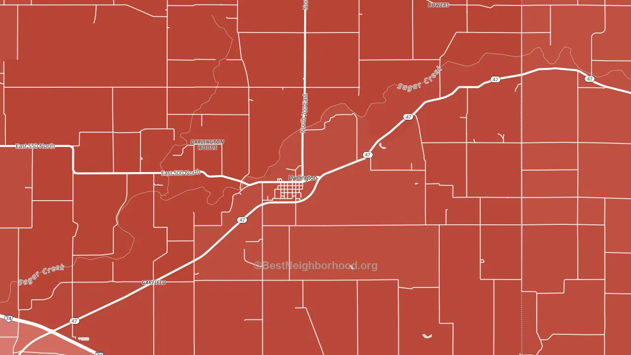 Darlington, IN block-group political-lean map