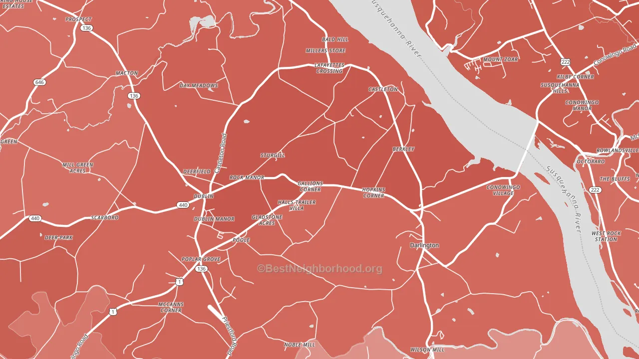 Darlington, MD block-group political-lean map