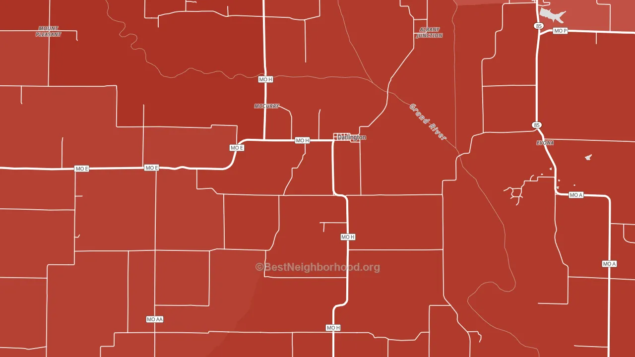 Darlington, MO block-group political-lean map