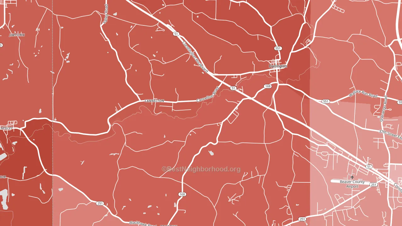 Darlington, PA block-group political-lean map