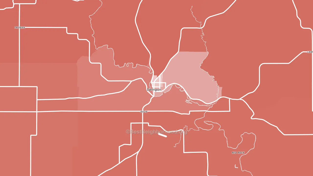Darlington, WI block-group political-lean map