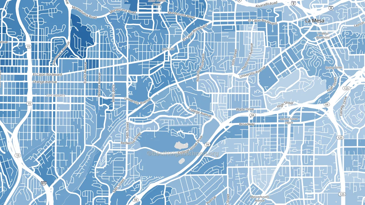 Darnall, San Diego, CA block-group political-lean map