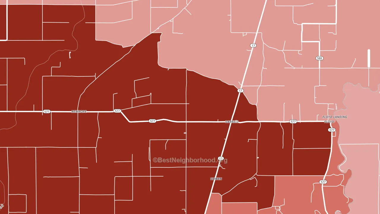 Darnell, LA block-group political-lean map