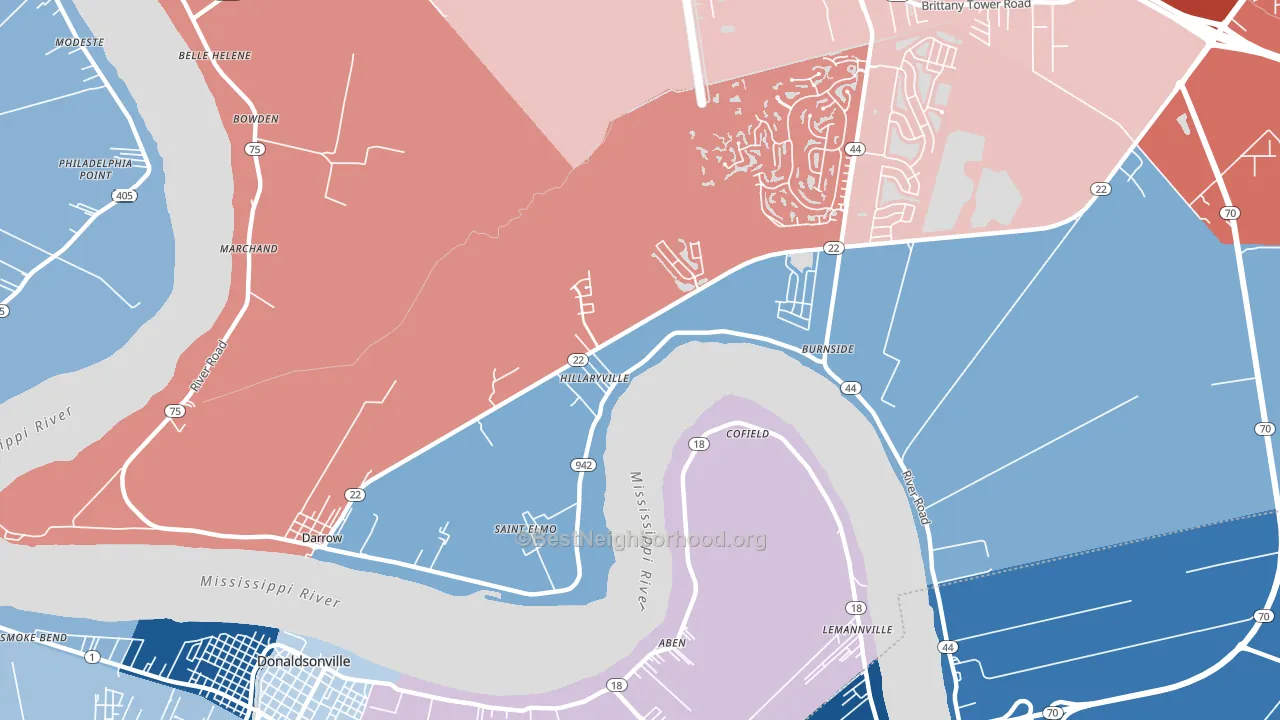 Darrow, LA block-group political-lean map