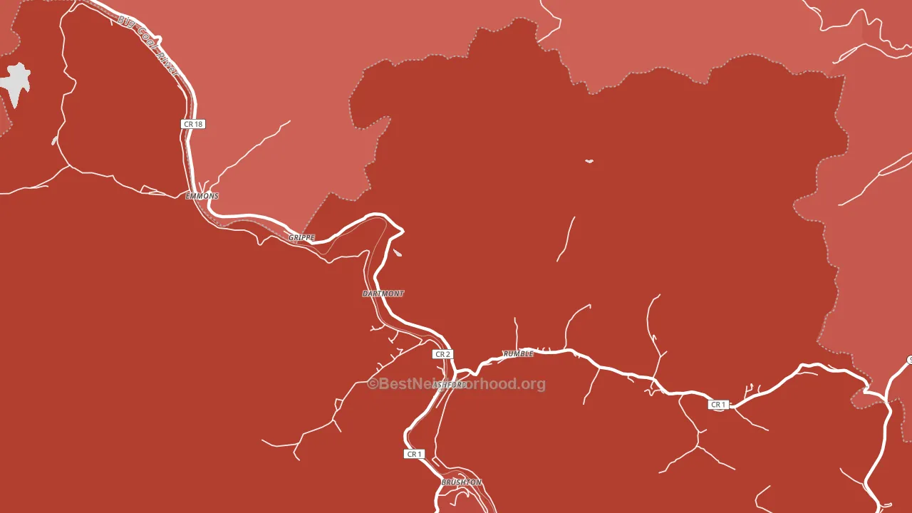 Dartmont, WV block-group political-lean map