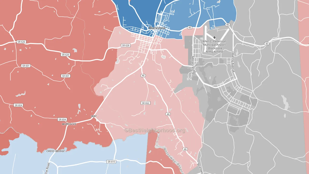 Darvills, VA block-group political-lean map