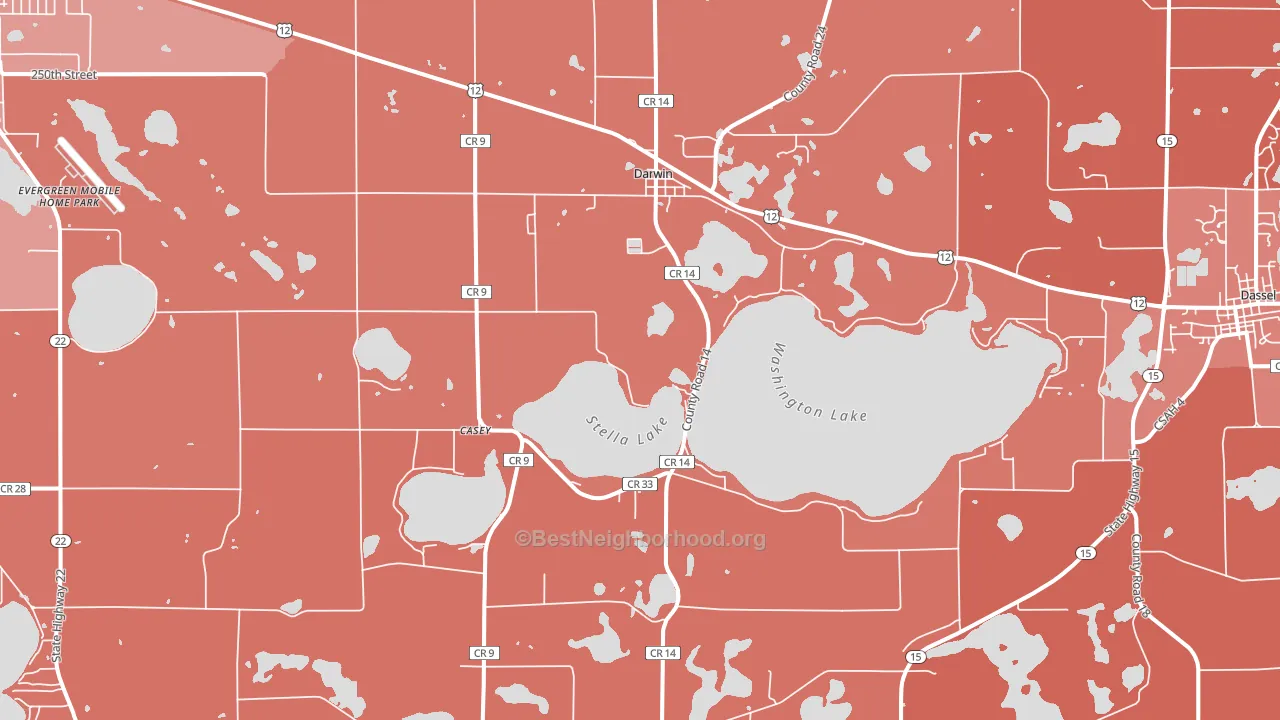 Darwin, MN block-group political-lean map