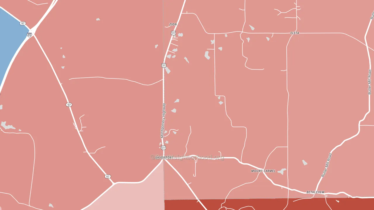 Davenport, AL block-group political-lean map
