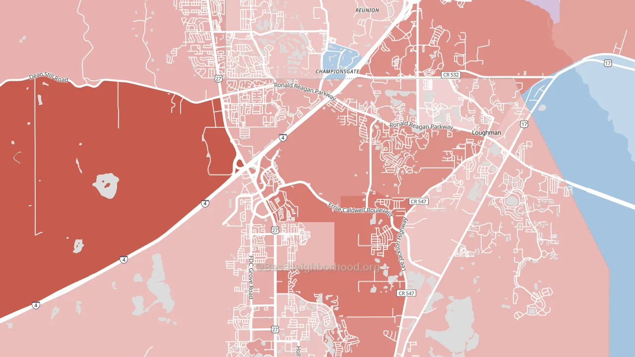 Davenport, FL block-group political-lean map