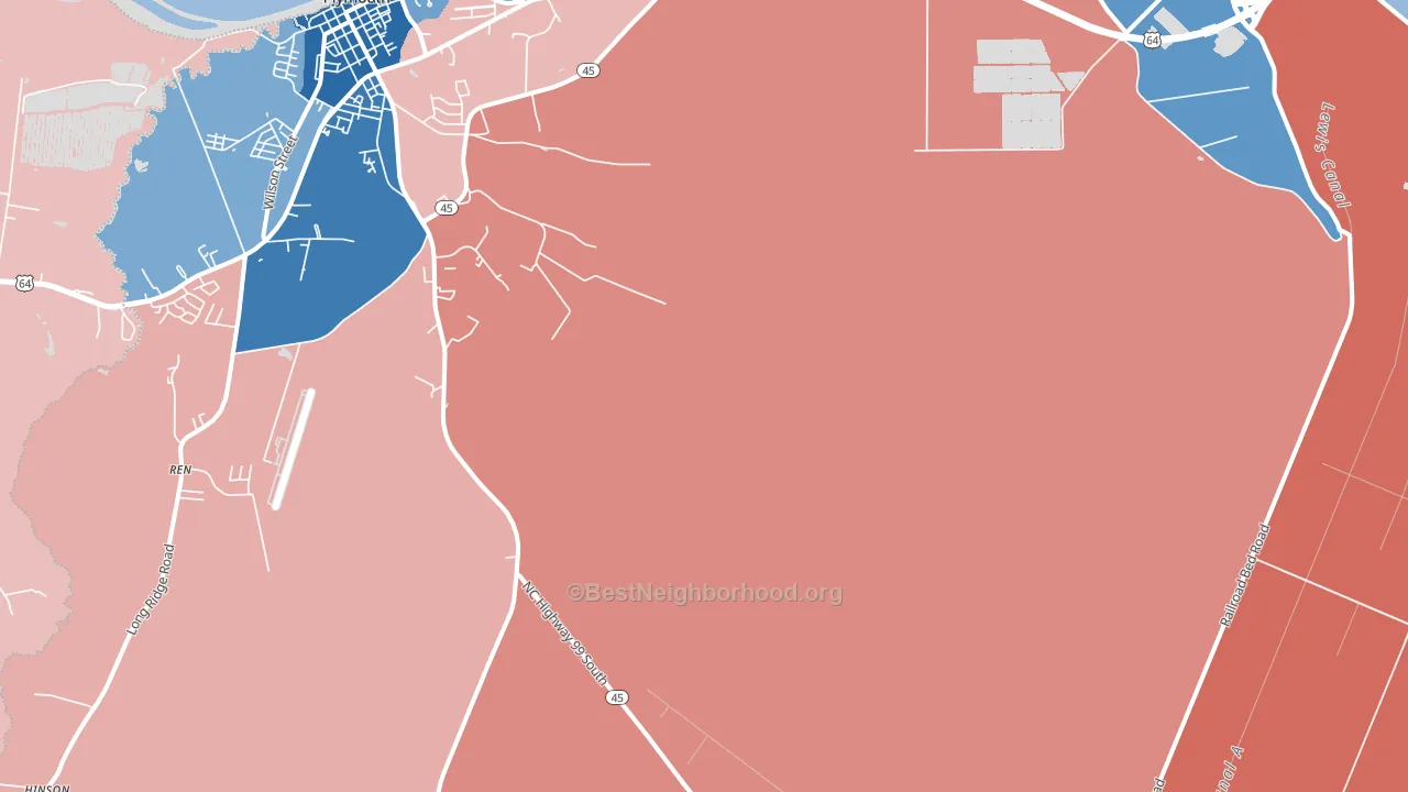Davenport Forks, NC block-group political-lean map