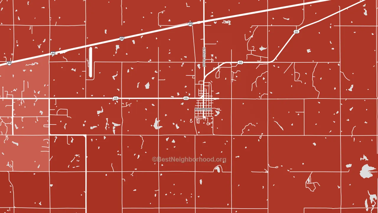 Davenport, OK block-group political-lean map