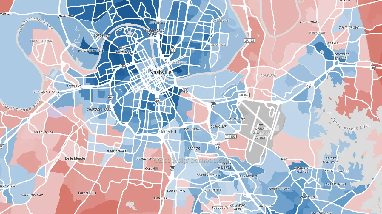 Davidson County, TN block-group political-lean map