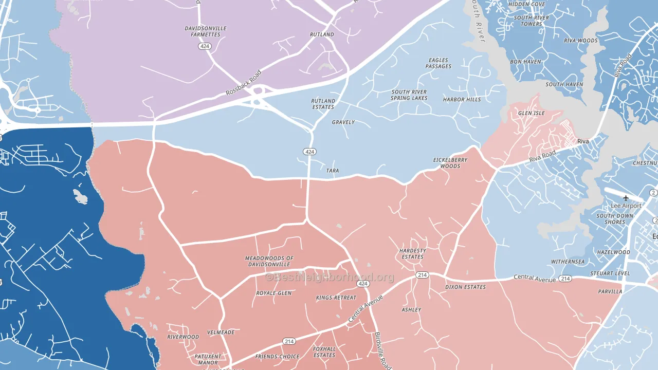 Davidsonville, MD block-group political-lean map