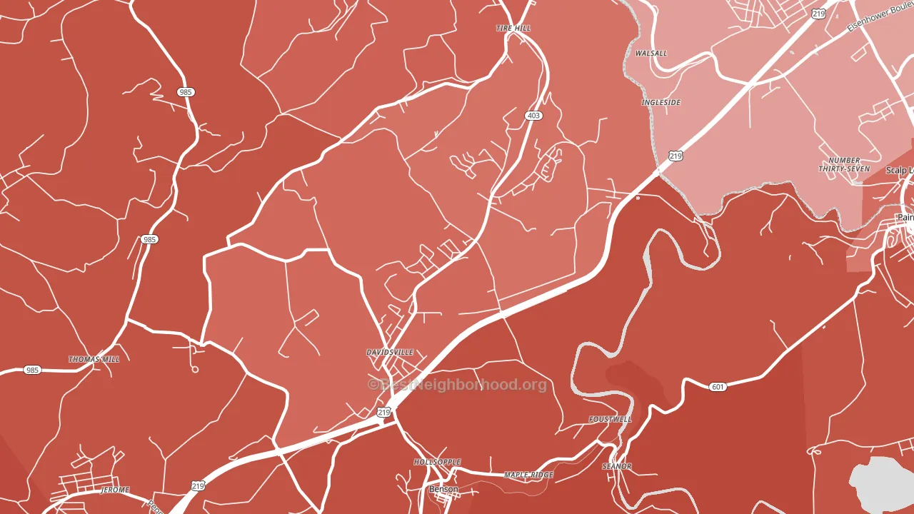 Davidsville, PA block-group political-lean map