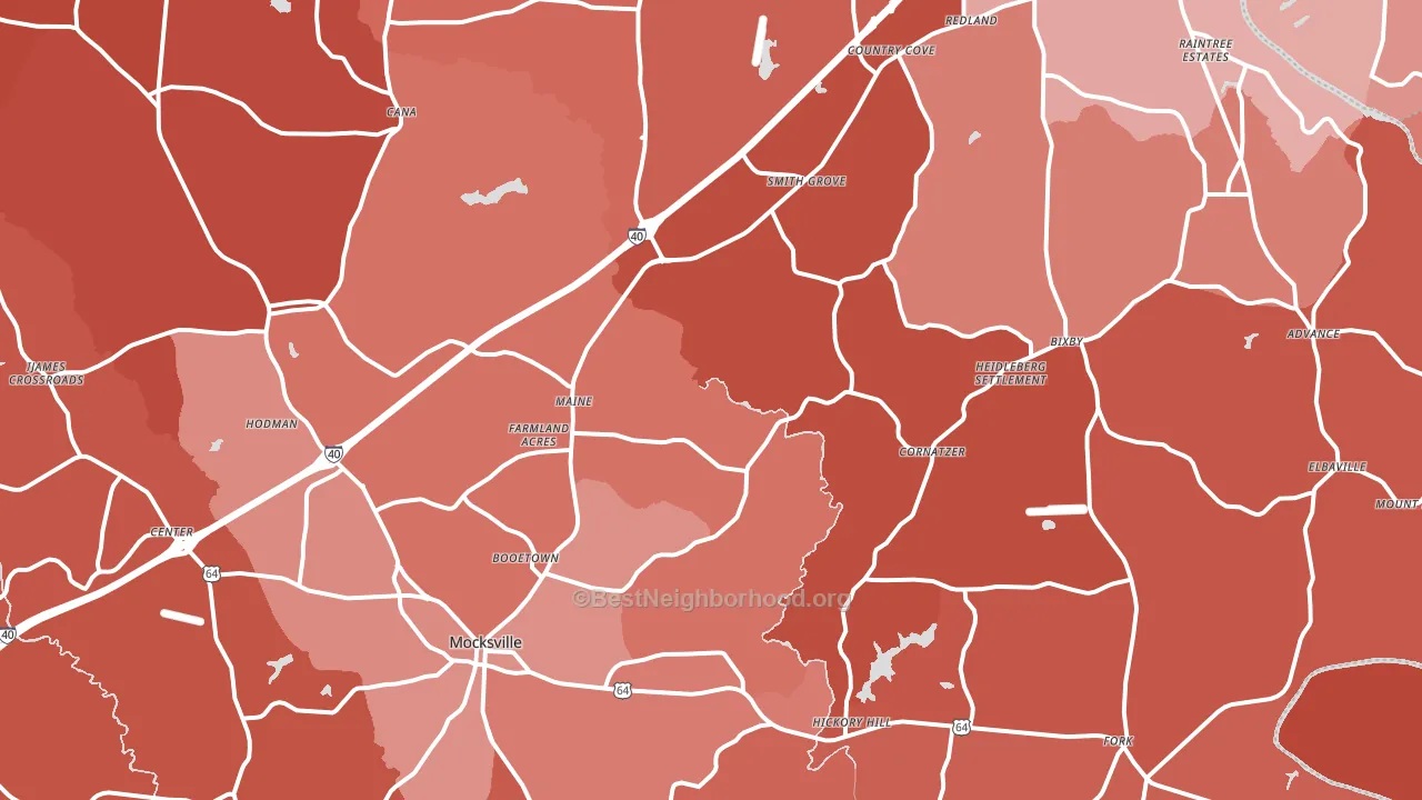 Davie County, NC block-group political-lean map