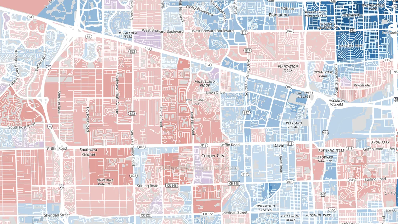 Davie, FL block-group political-lean map