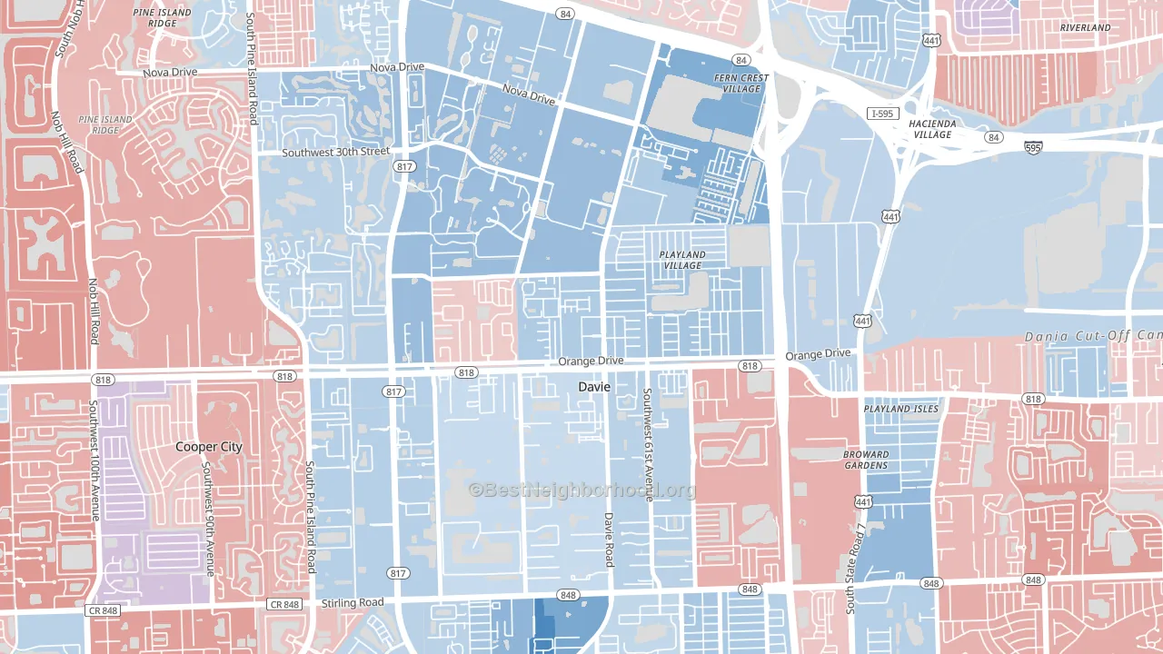 Davie Heights, Davie, FL block-group political-lean map