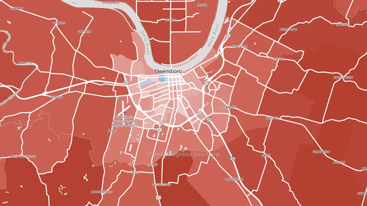 Daviess County, KY block-group political-lean map