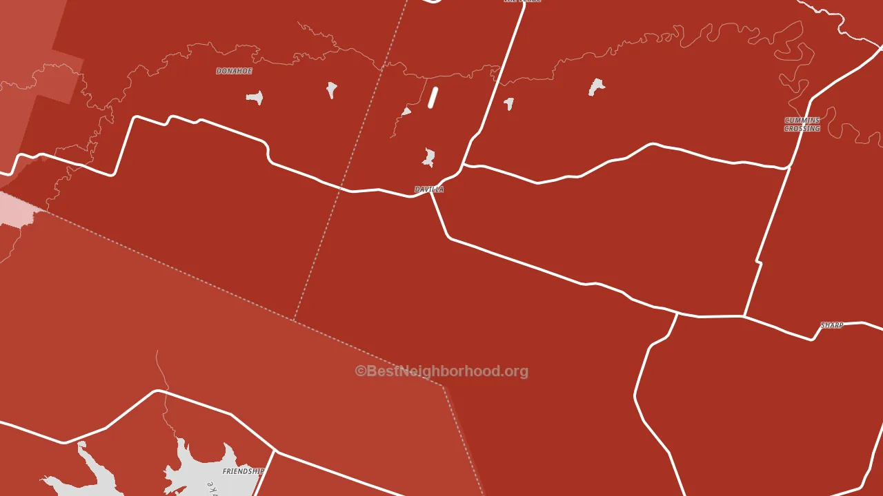 Davilla, TX block-group political-lean map