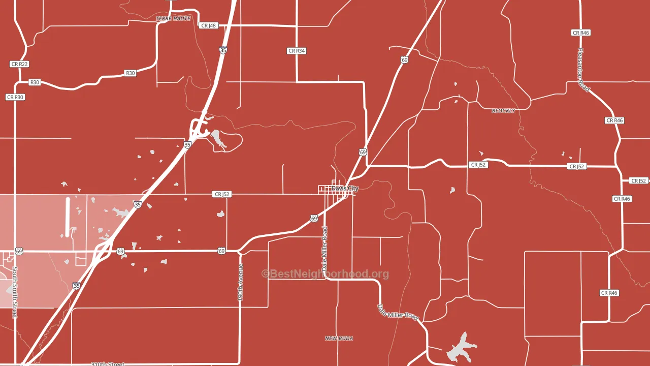 Davis City, IA block-group political-lean map