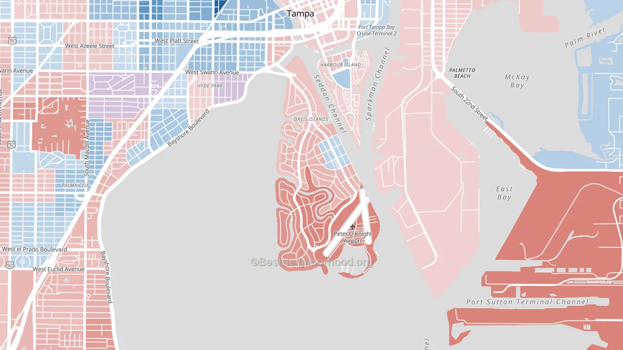 Davis Island, Tampa, FL block-group political-lean map