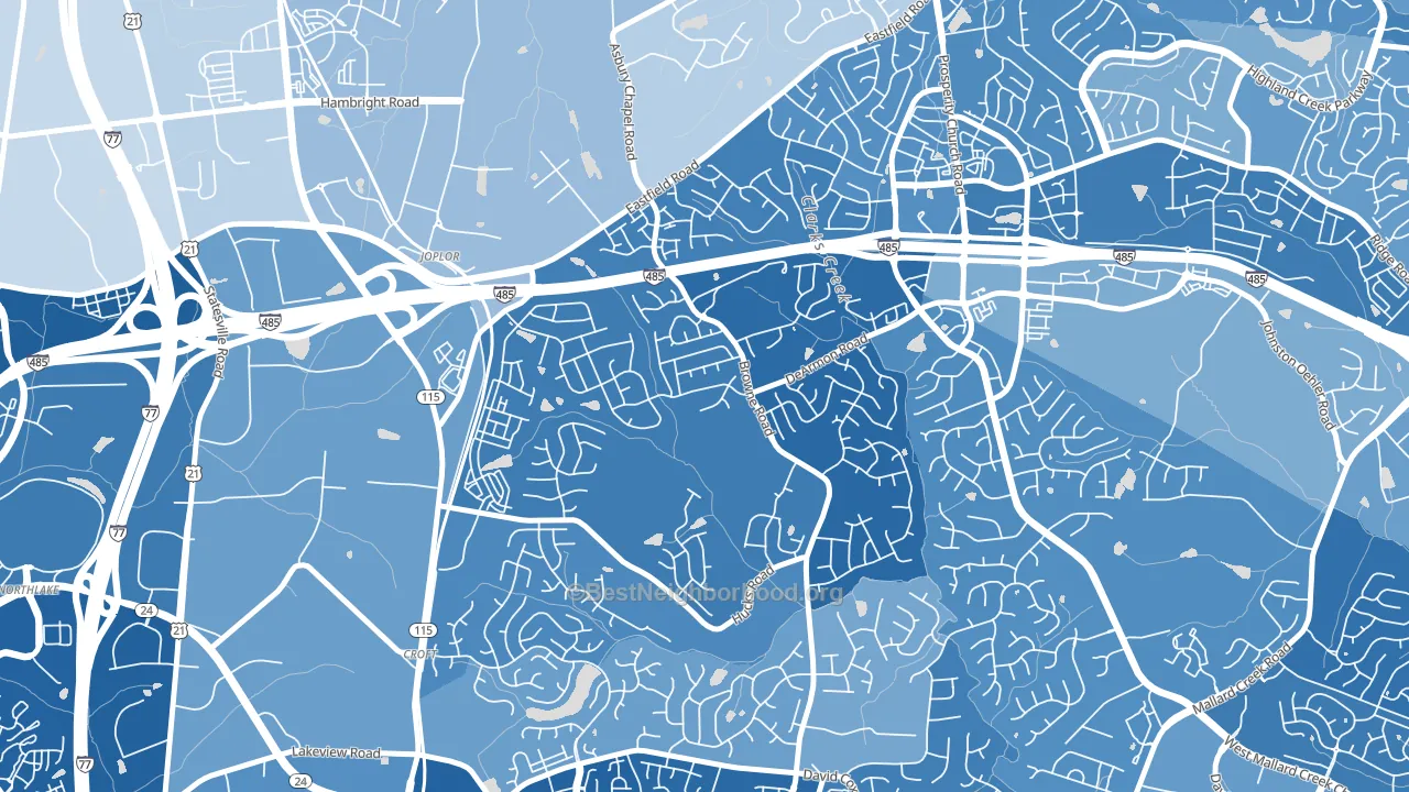 Davis Lake-Eastfield, Charlotte, NC block-group political-lean map