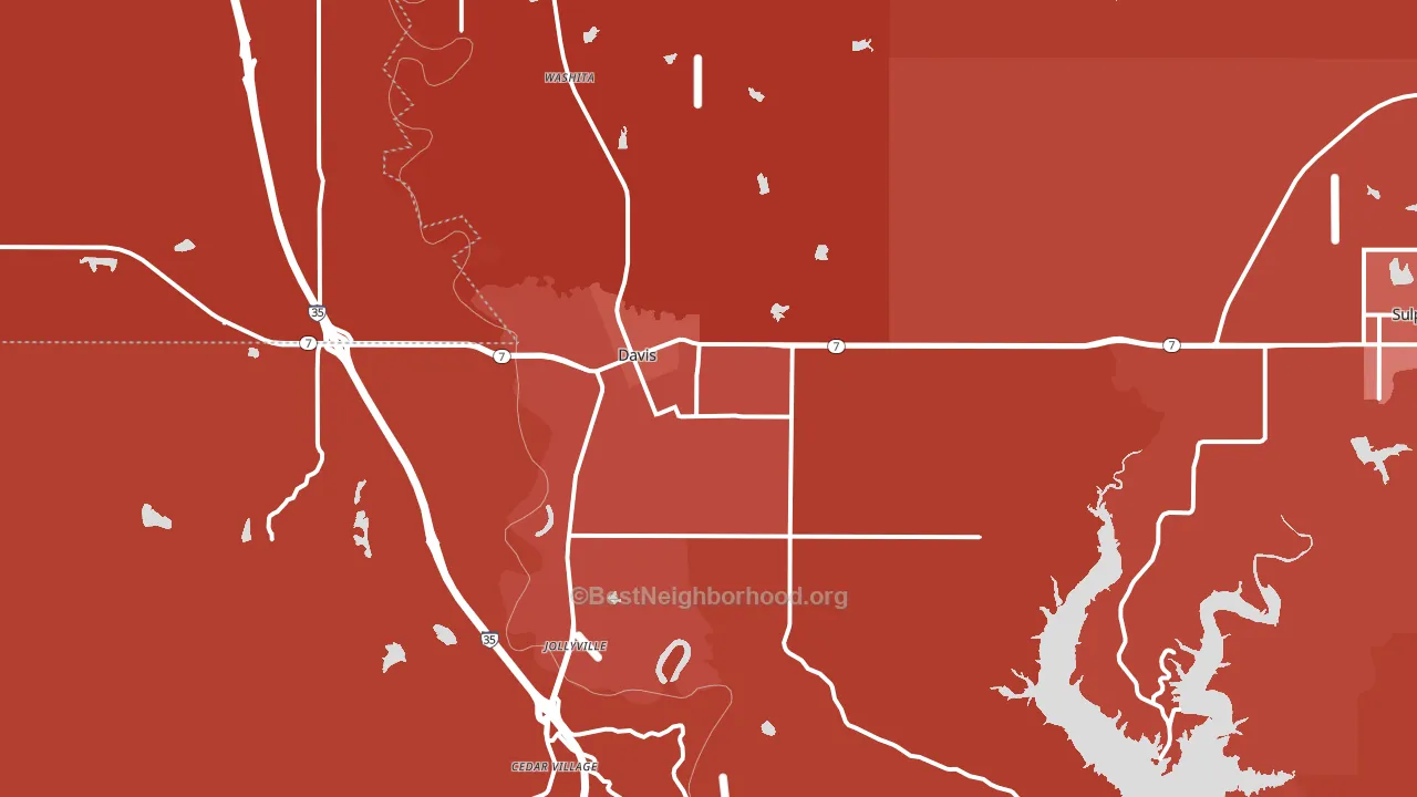 Davis, OK block-group political-lean map