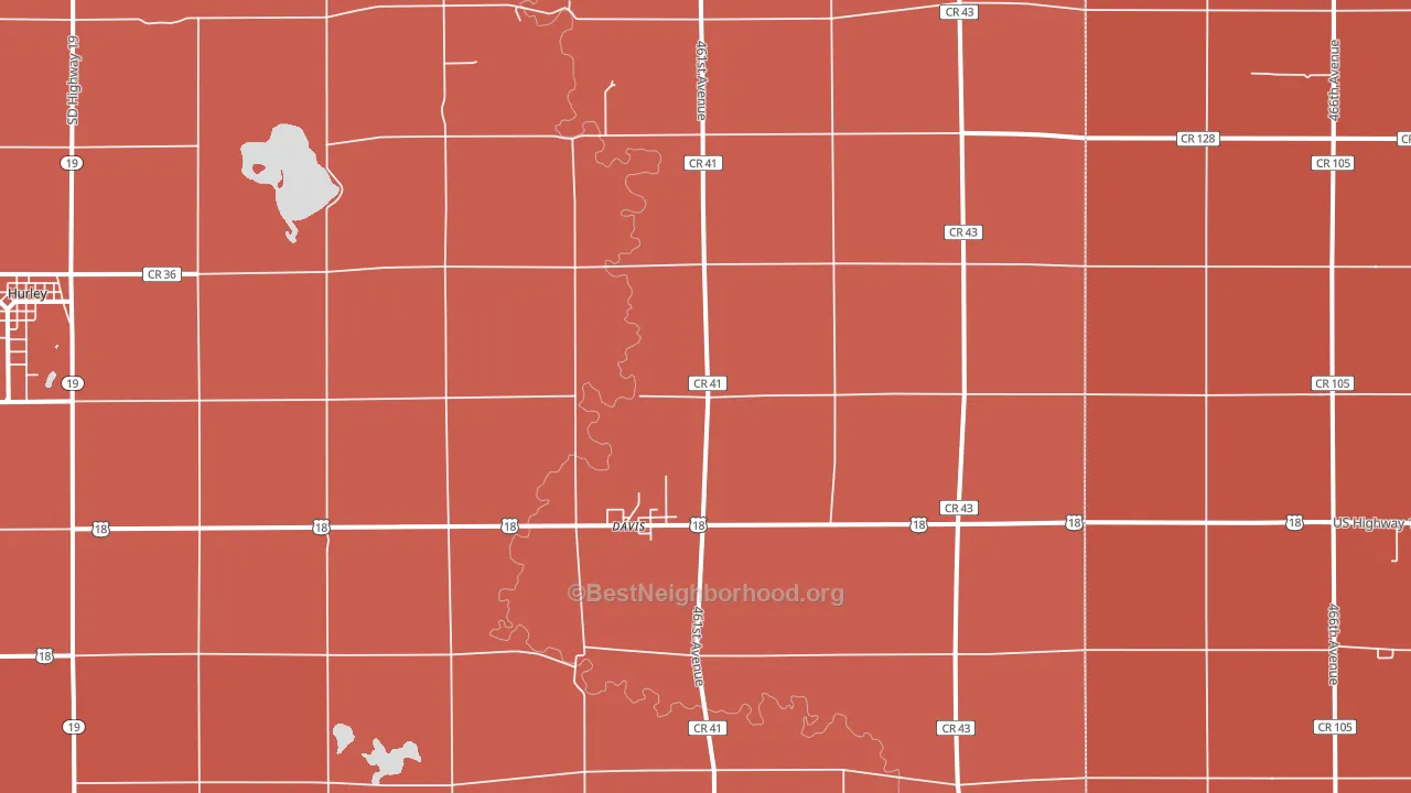 Davis, SD block-group political-lean map