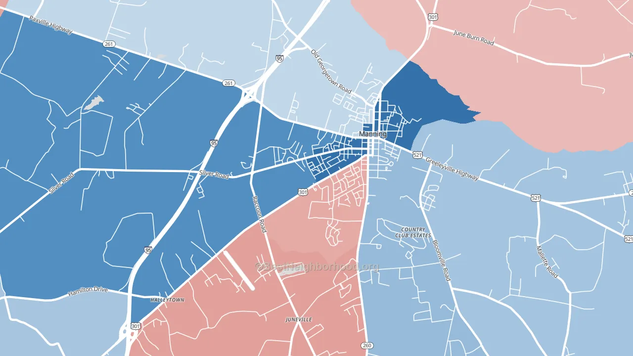 Davis Station, SC block-group political-lean map