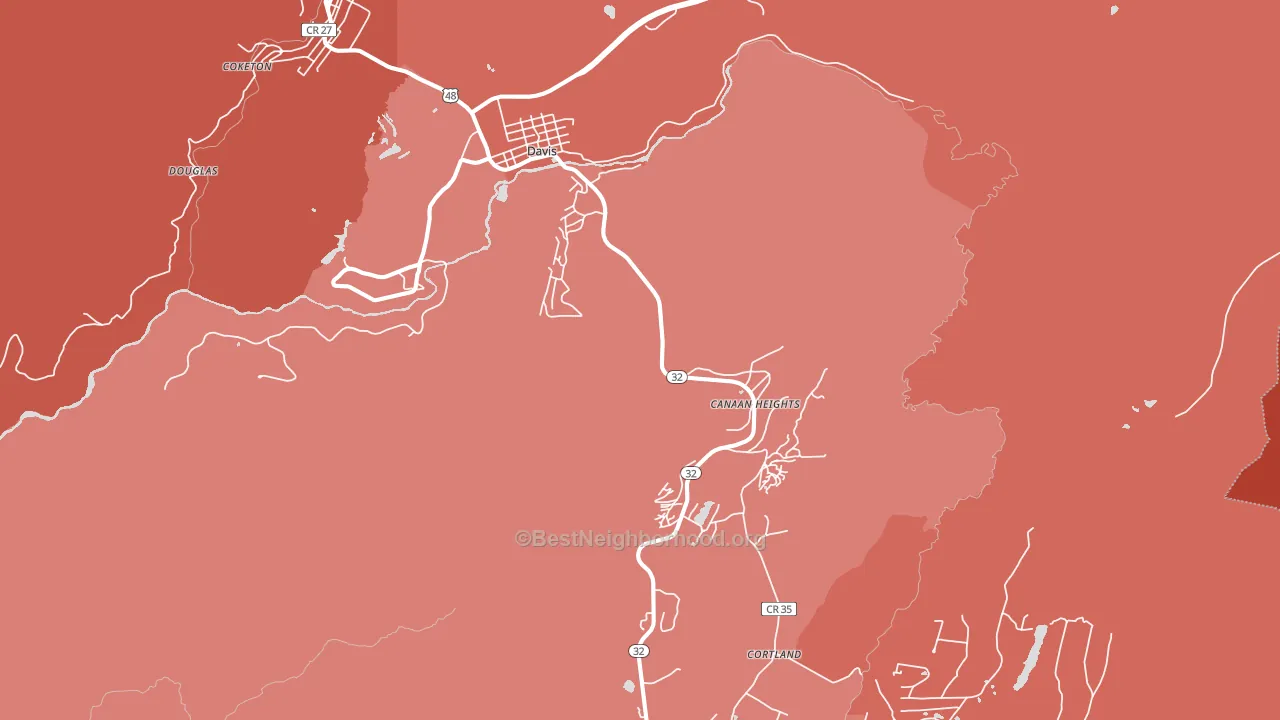Davis, WV block-group political-lean map
