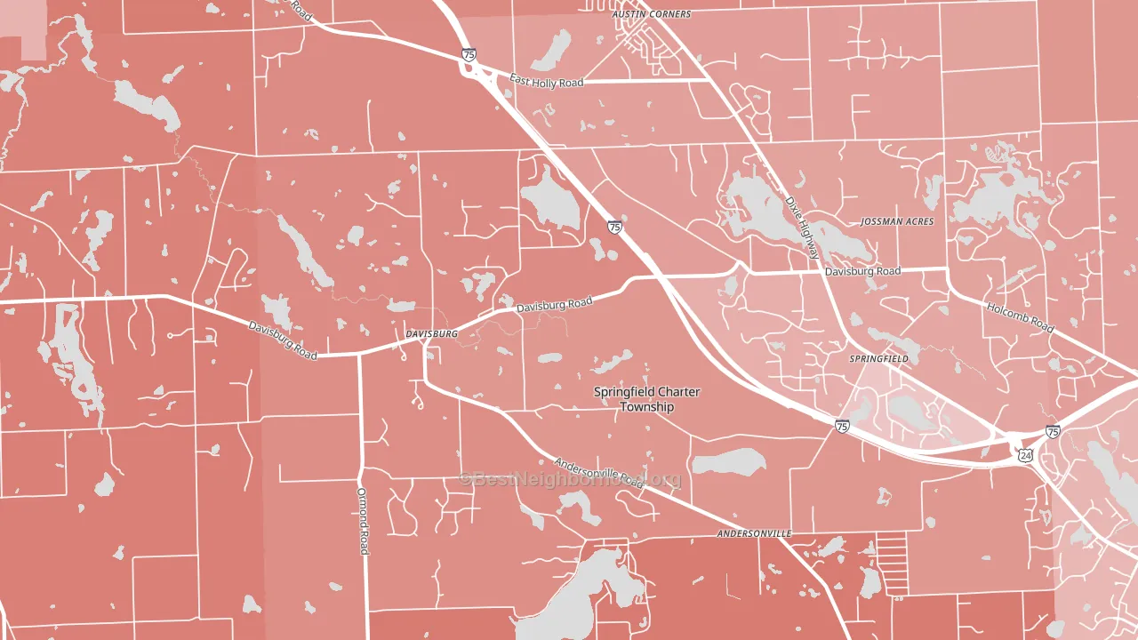 Davisburg, MI block-group political-lean map